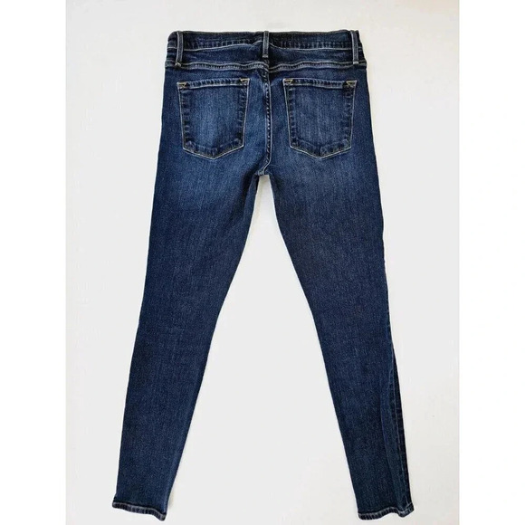 Frame Size 28X29 Women's Le Skinny De Jeanne Blue Denim Embroidered Logo Jeans - Picture 1 of 13